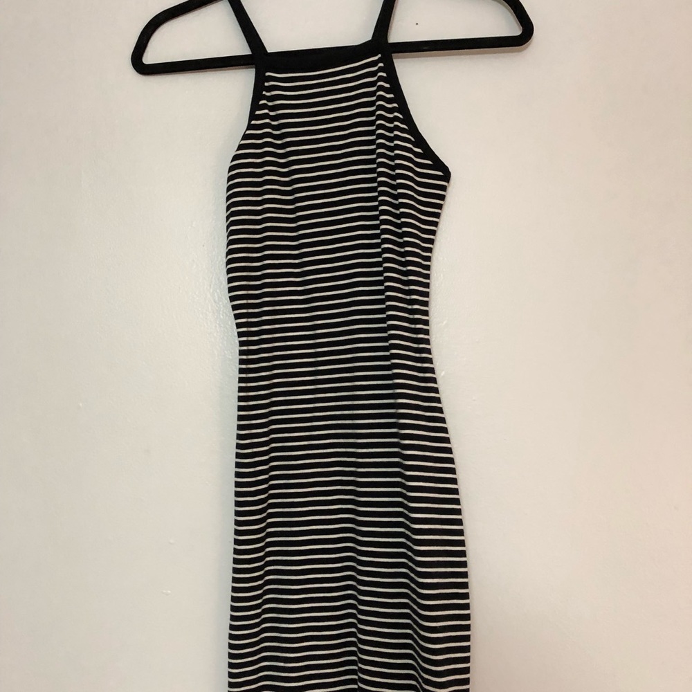 black and white striped Body Con tank dress